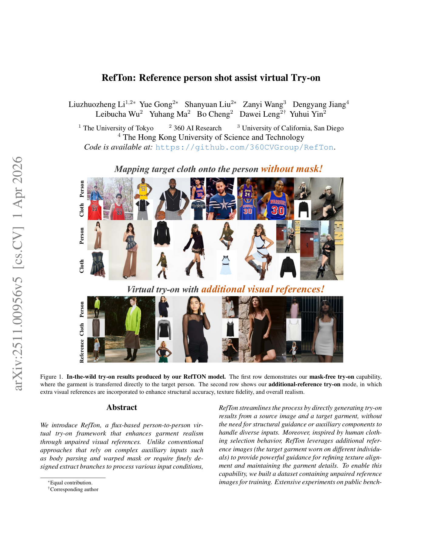 RefVTON: person-to-person Try on with Additional Unpaired Visual Reference